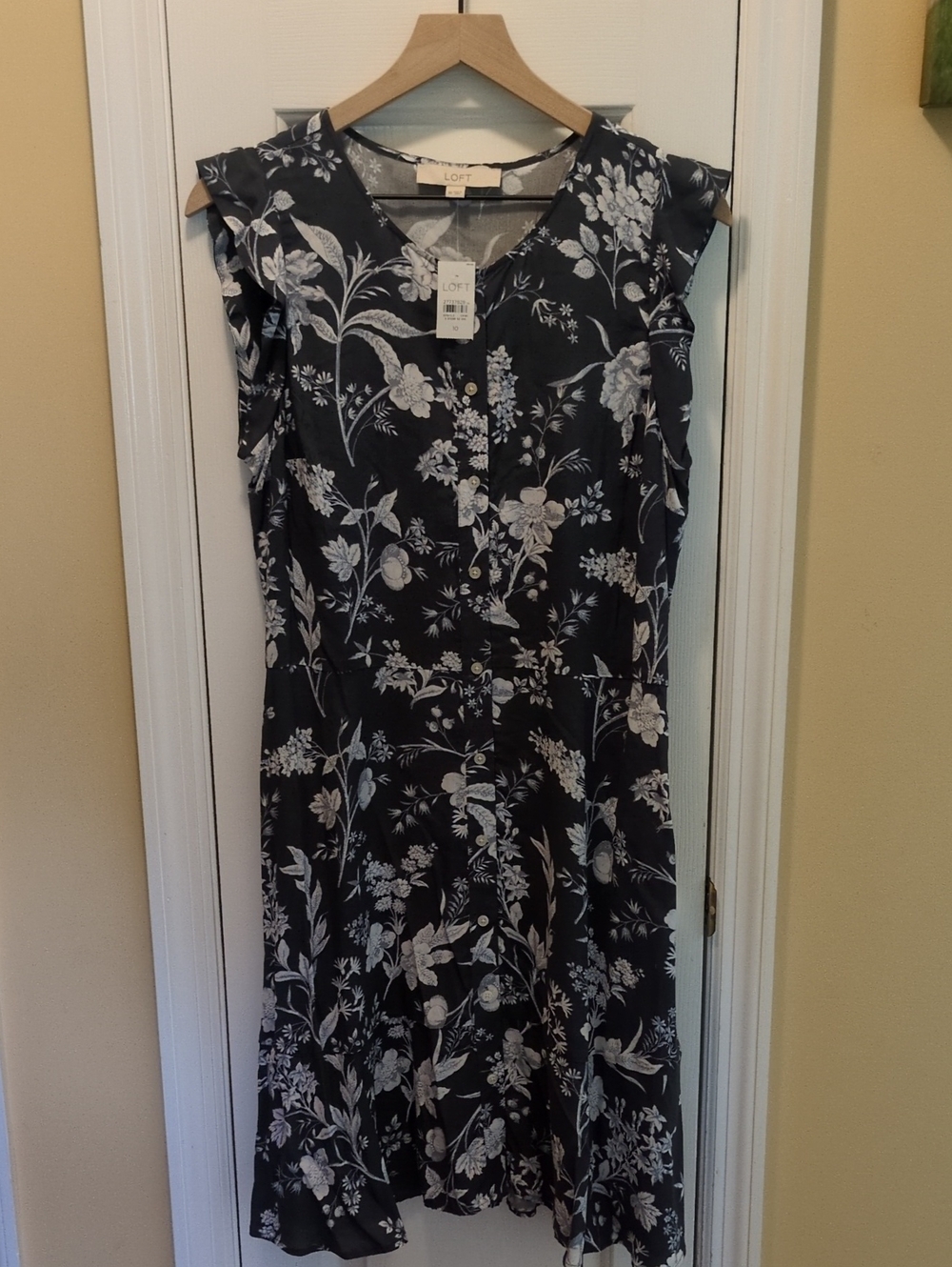 Sweet LOFT Navy and White Floral Midi Dress